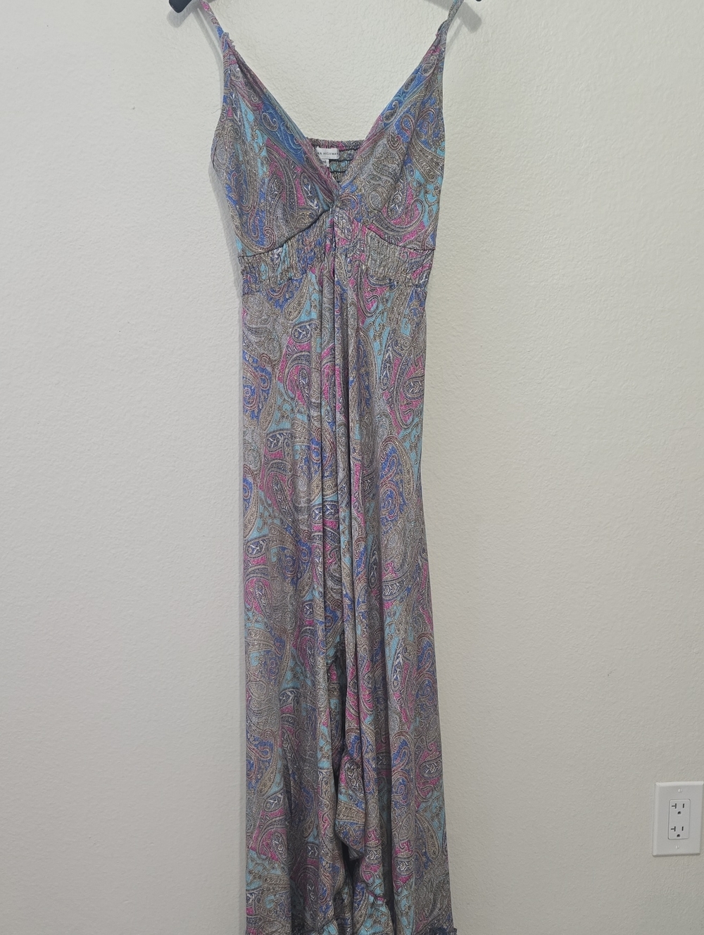 Sleeveless Paisley Maxi Dress in Pink and Blue